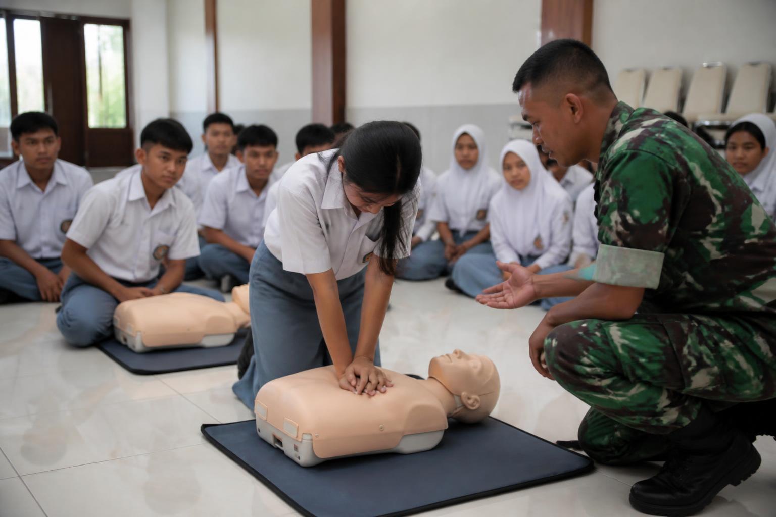 Kodam Palaka Wira Ajarkan Bantuan Hidup Dasar kepada Pelajar SMA di Palu